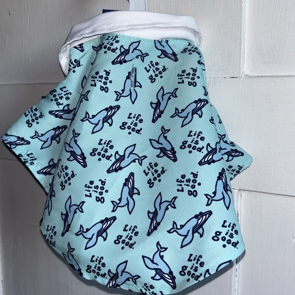 Life Is Good Puppy Dog Button Down Shirt Collar Short Sleeve Shark Top Sz XS New - Picture 6 of 11